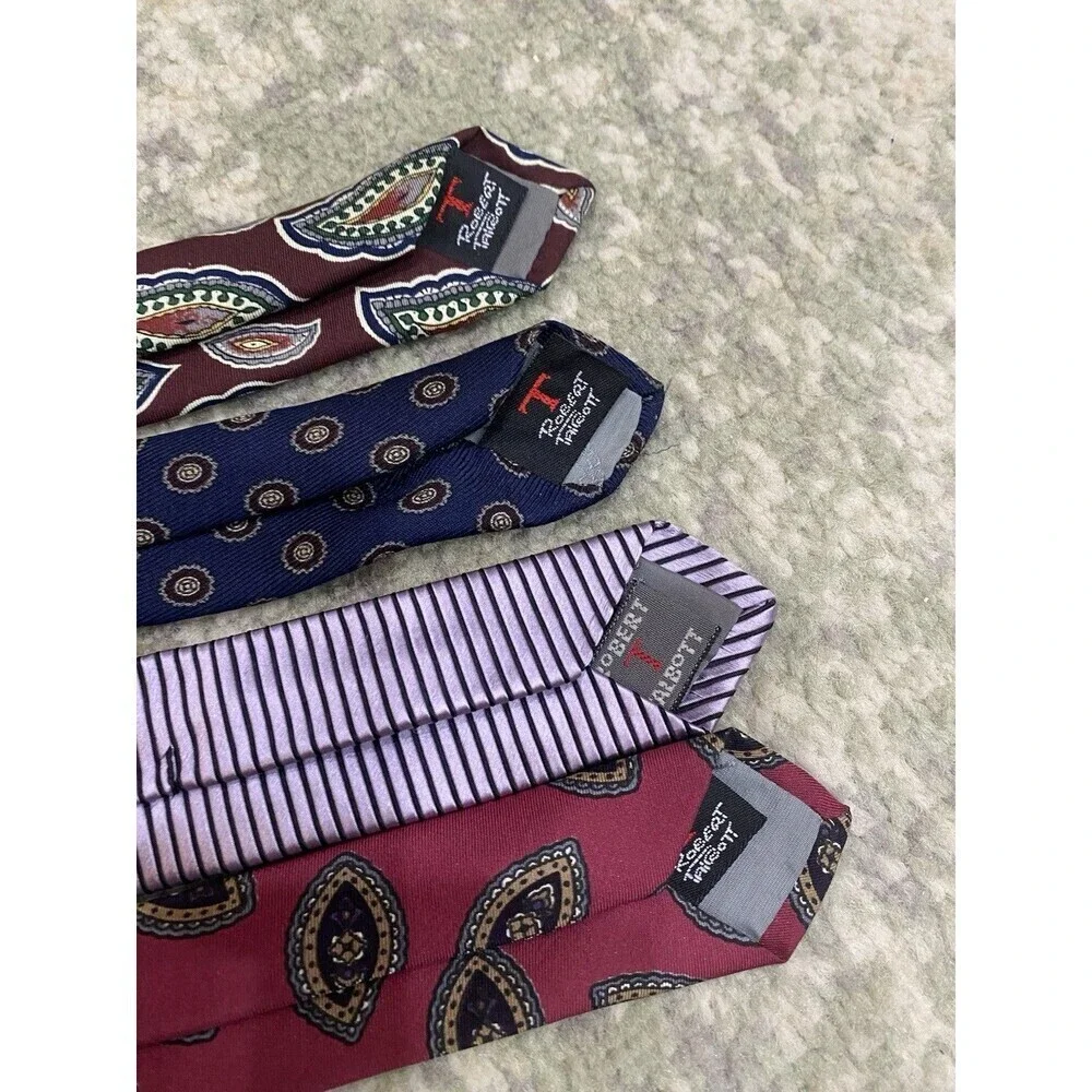 LOT (4) ROBERT TALBOTT  MEN'S TIES - RT For Nordstrom Hubert White Redwood Ross
